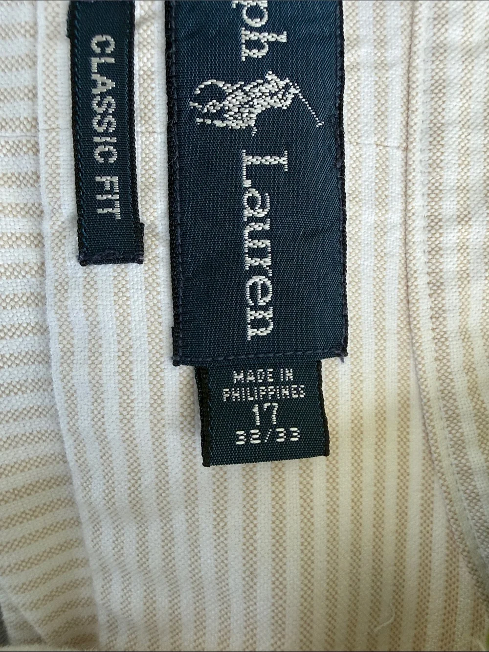 Polo Ralph Lauren Classic Fit Striped Oxford Button Down Cotton Shirt 17 32/33